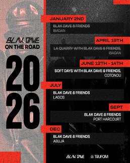 Blak Dave On The Road 2026 tour schedule poster